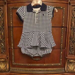 Ralph Lauren Navy Gingham Baby Dress